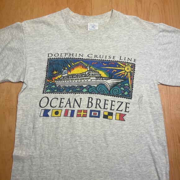 Vintage Dolphin Cruise Ocean Breeze Medium Solid Gray Short Sleeve T-Shirt - Picture 2 of 10